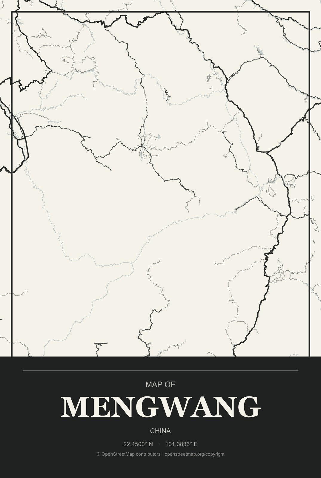 Mengwang, China City Map Aluminum Sign in Museum Plaque style