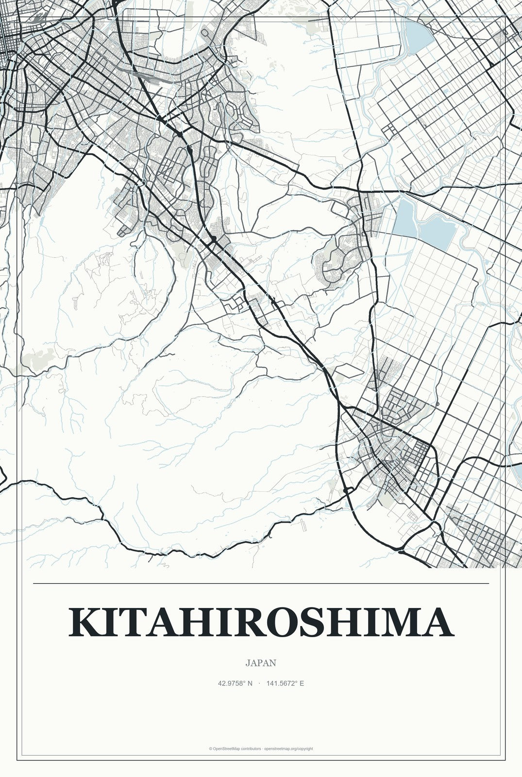 Kitahiroshima, Japan City Map Aluminum Sign in Gallery Air style