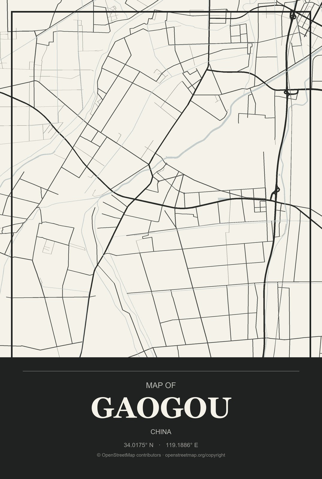 Gaogou, China City Map Aluminum Sign in Museum Plaque style