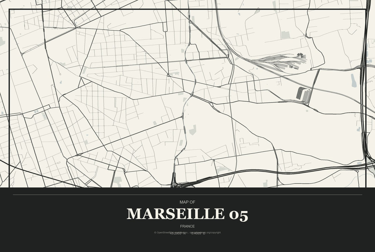 Marseille 05, France City Map Aluminum Sign in Museum Plaque style