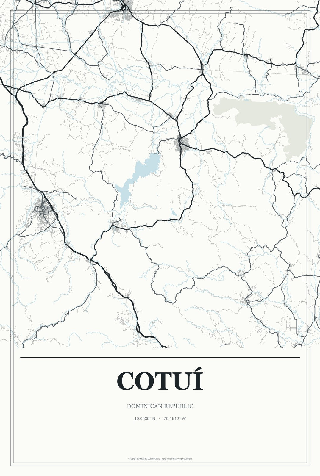Cotuí, Dominican Republic City Map Aluminum Sign in Gallery Air style