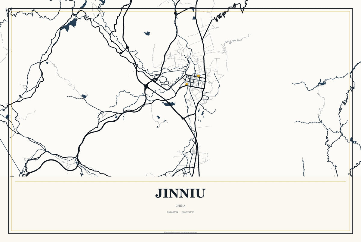 Jinniu, China City Map Aluminum Sign in Citrine Modern style