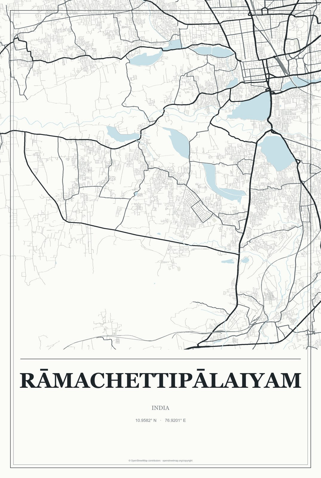 Rāmachettipālaiyam, India City Map Aluminum Sign in Gallery Air style