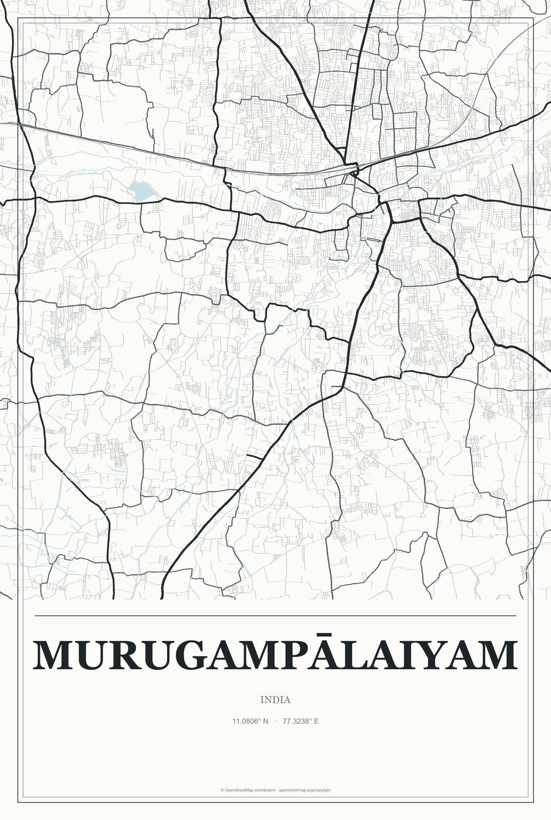 Murugampālaiyam, India City Map Aluminum Sign in Gallery Air style