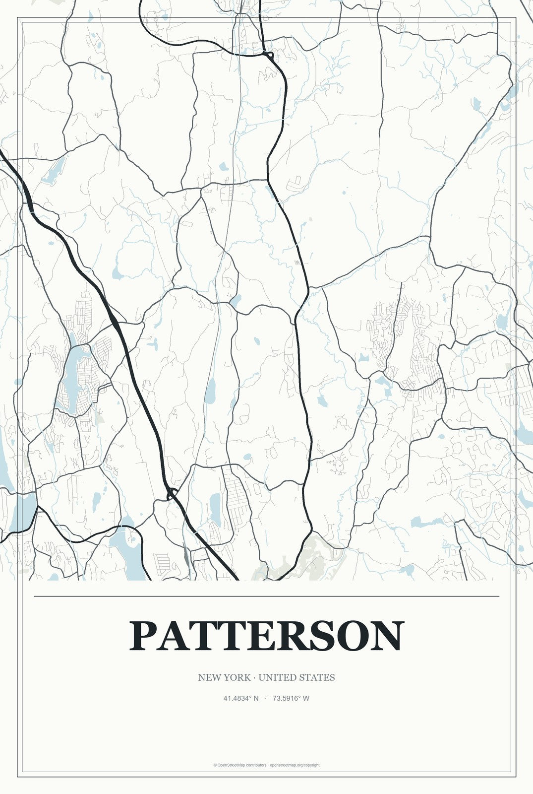 Patterson, New York City Map Aluminum Sign in Gallery Air style