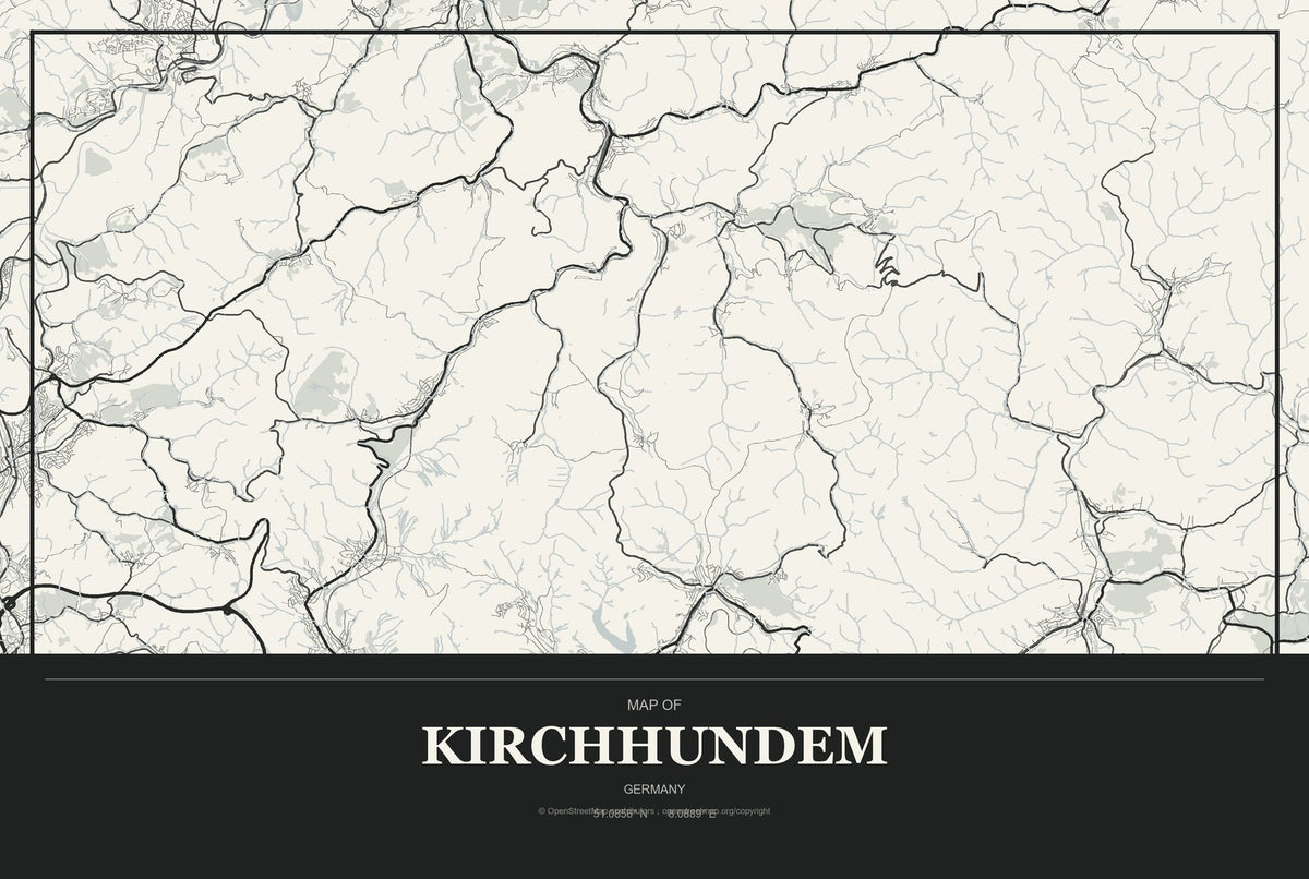 Kirchhundem, Germany City Map Aluminum Sign in Museum Plaque style
