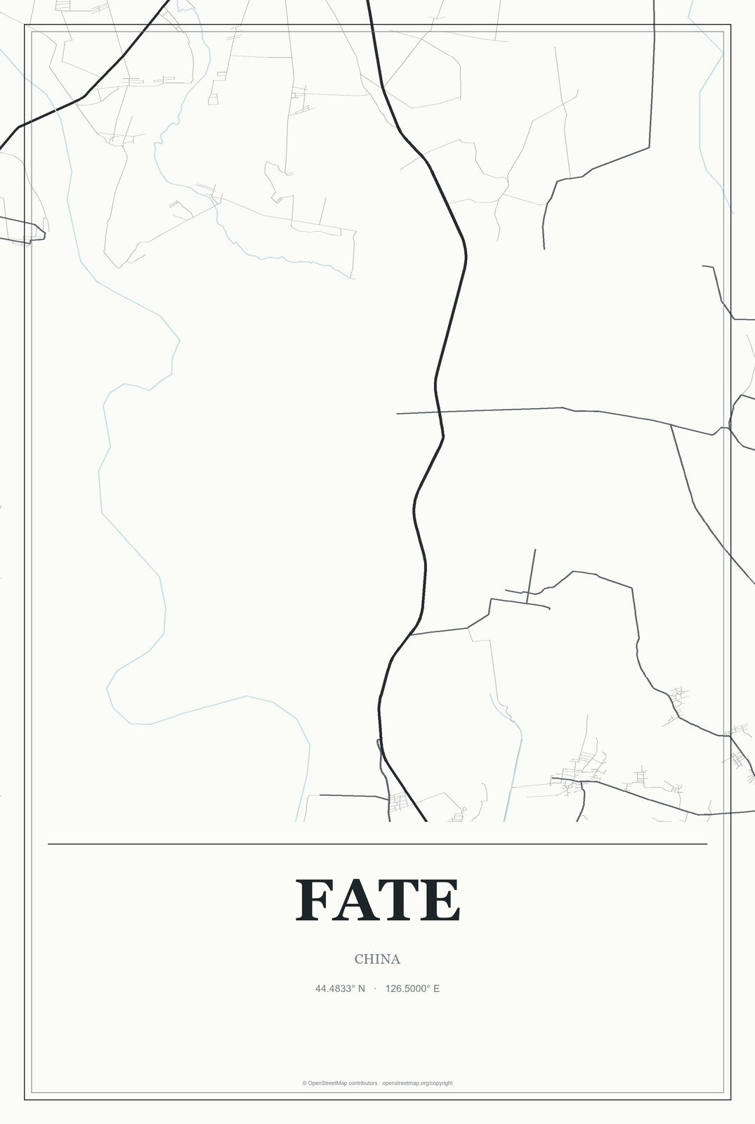 Fate, China City Map Aluminum Sign in Gallery Air style