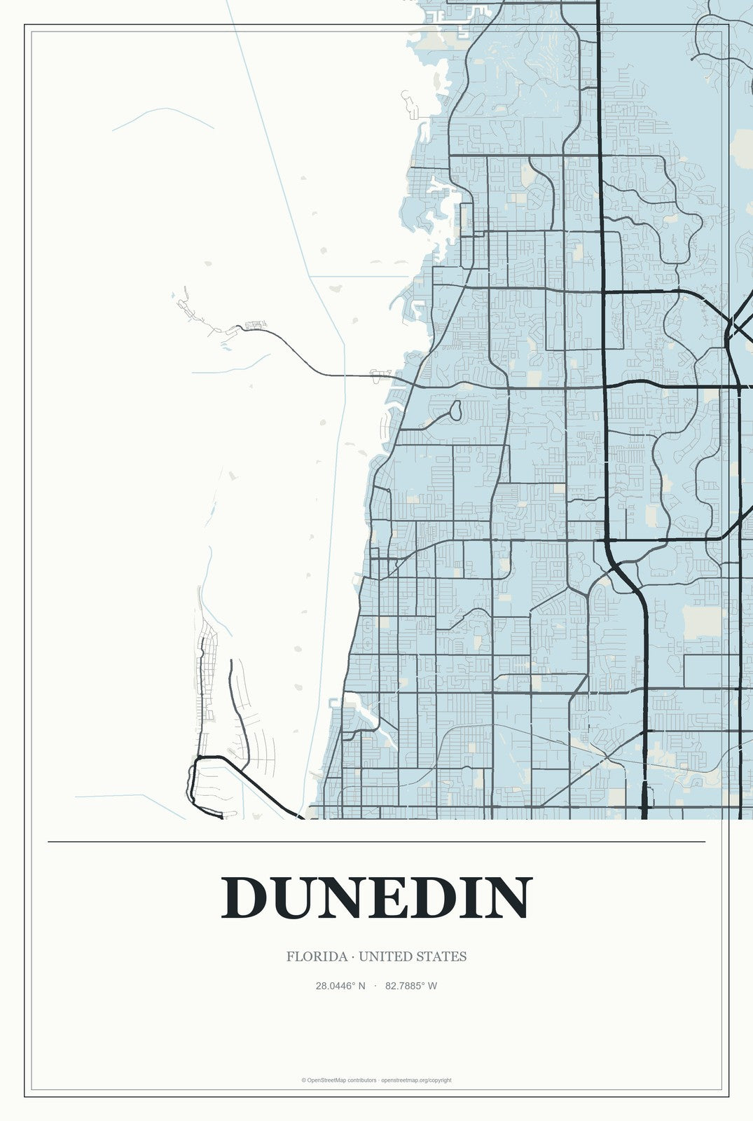 Dunedin, Florida City Map Aluminum Sign in Gallery Air style