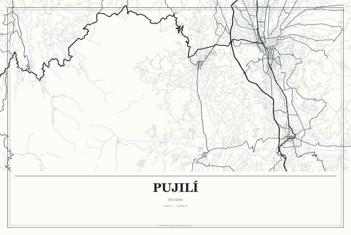 Pujilí, Ecuador City Map Aluminum Sign in Gallery Air style