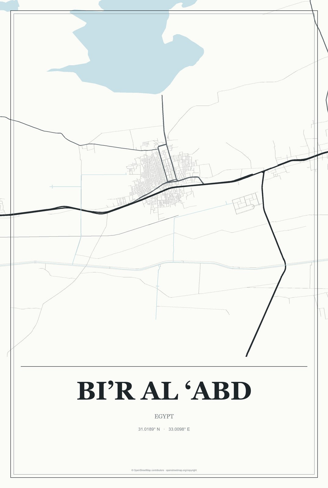 Bi’r al ‘Abd, Egypt City Map Aluminum Sign in Gallery Air style
