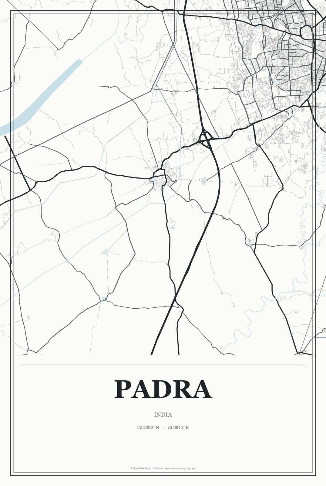 Padra, India City Map Aluminum Sign in Gallery Air style