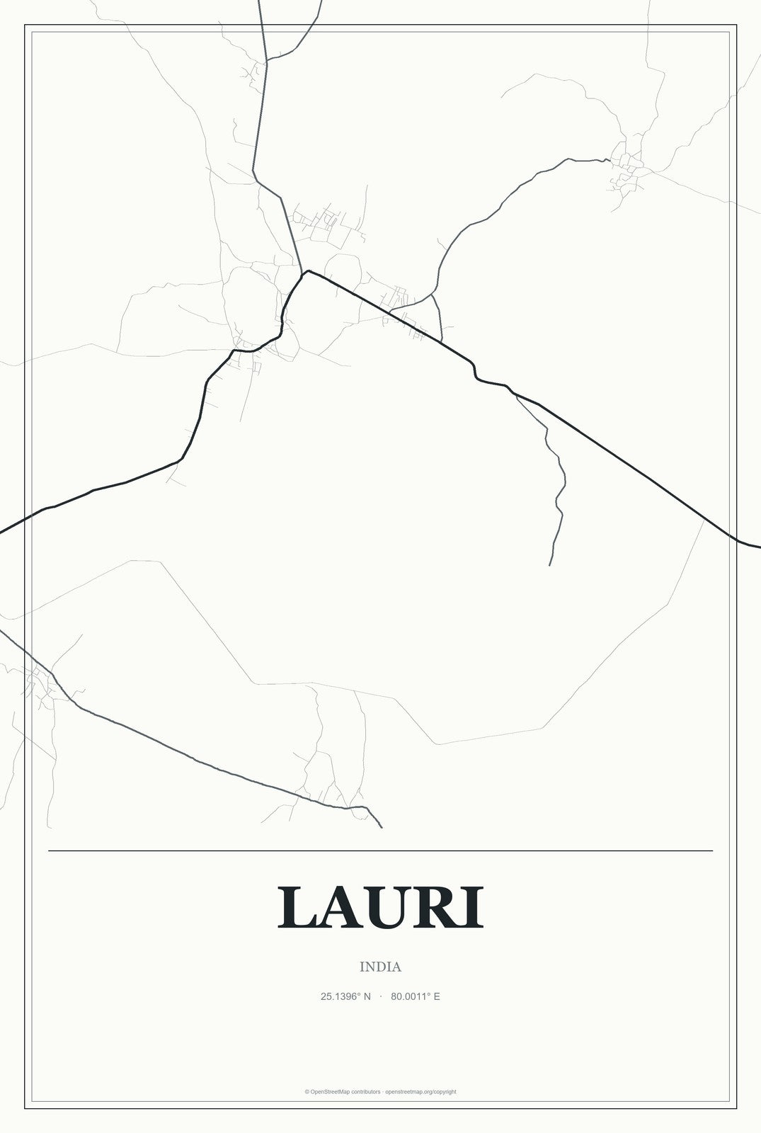 Lauri, India City Map Aluminum Sign in Gallery Air style