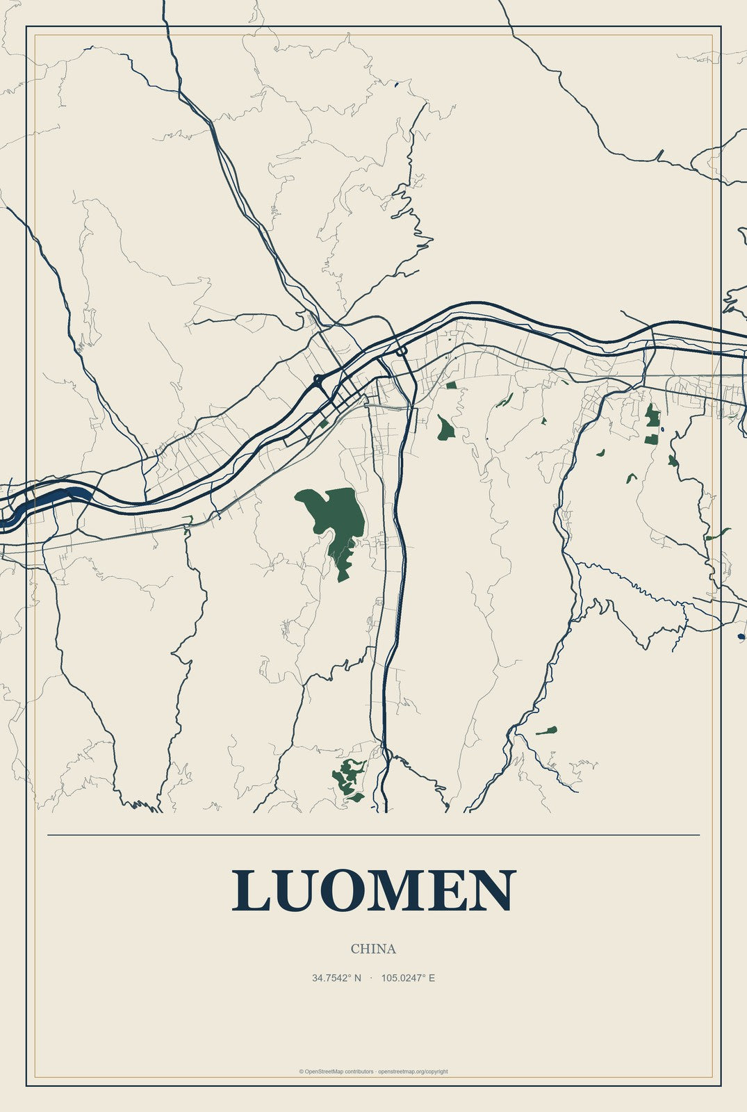 Luomen, China City Map Aluminum Sign in Coastal Cutout style