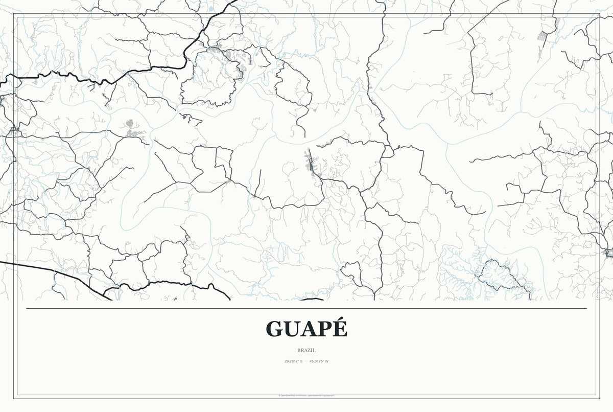 Guapé, Brazil City Map Aluminum Sign in Gallery Air style
