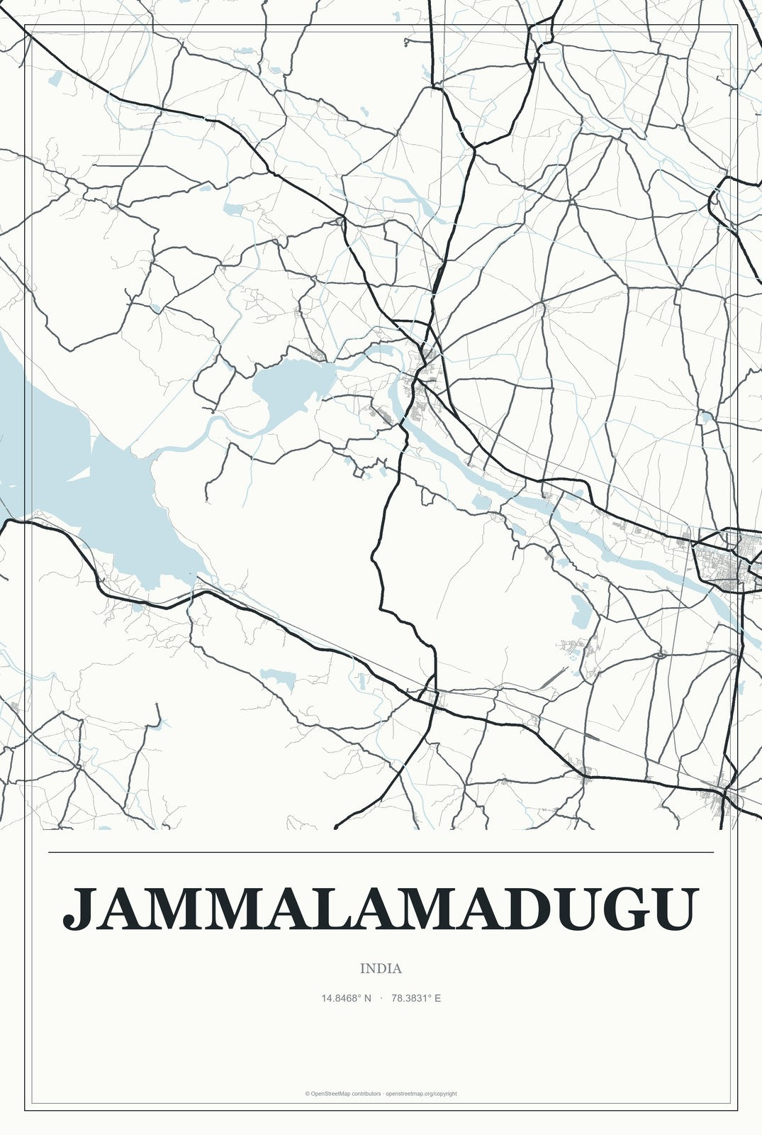 Jammalamadugu, India City Map Aluminum Sign in Gallery Air style