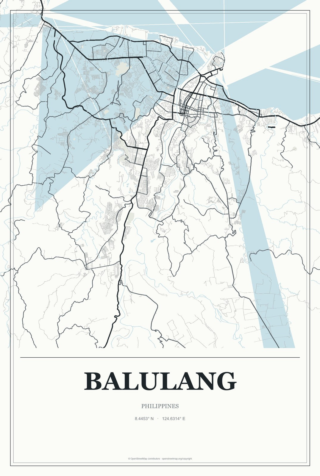 Balulang, Philippines City Map Aluminum Sign in Gallery Air style