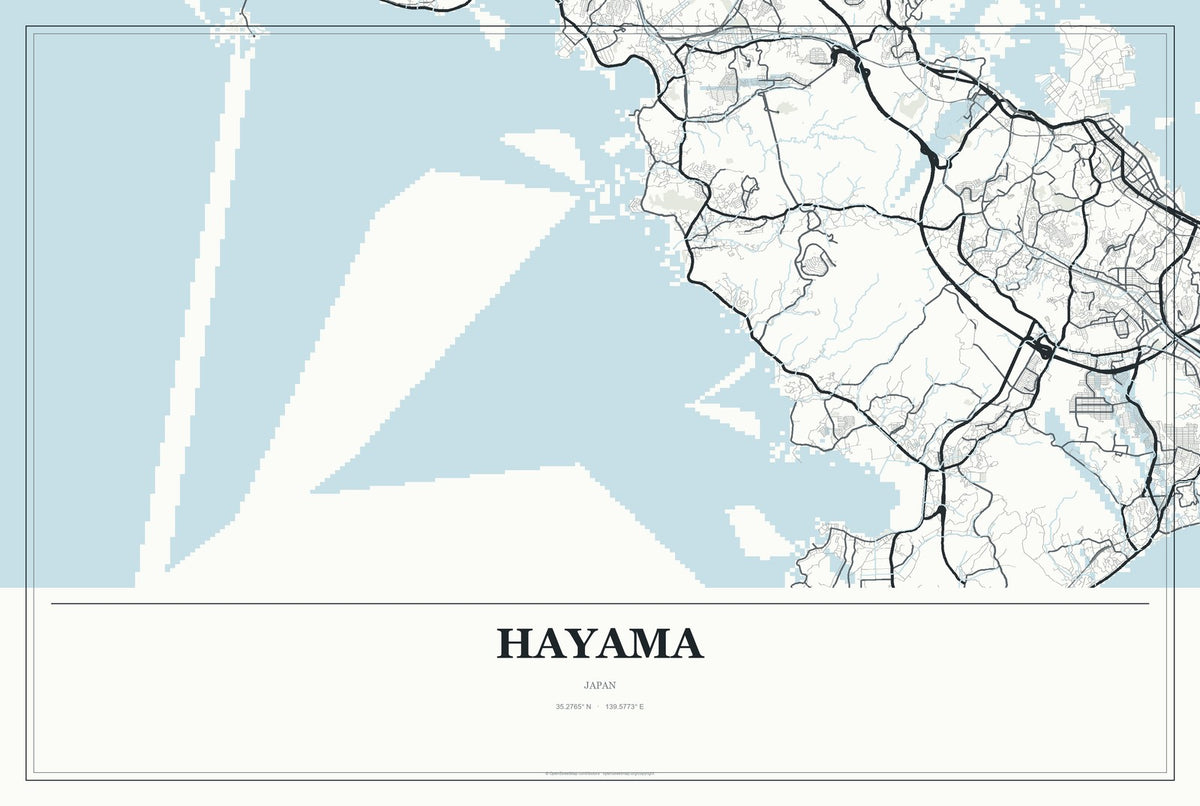 Hayama, Japan City Map Aluminum Sign in Gallery Air style