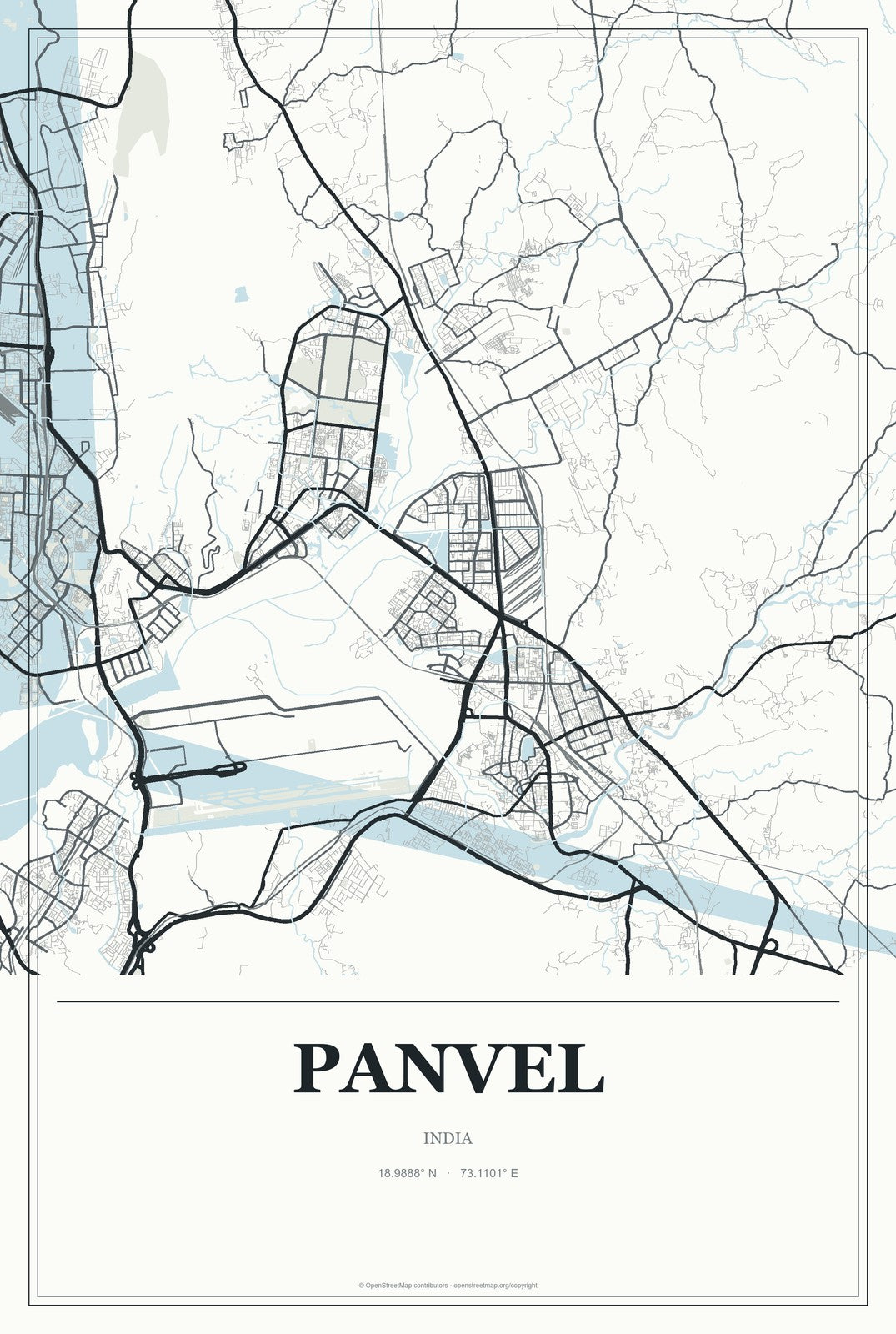 Panvel, India City Map Aluminum Sign in Gallery Air style