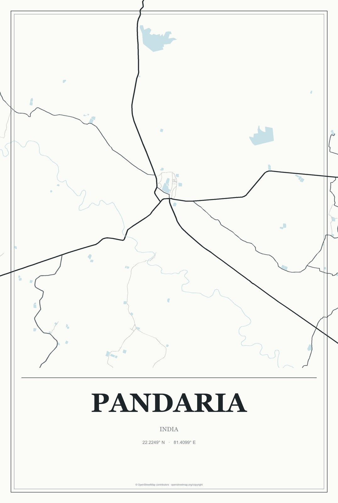 Pandaria, India City Map Aluminum Sign in Gallery Air style