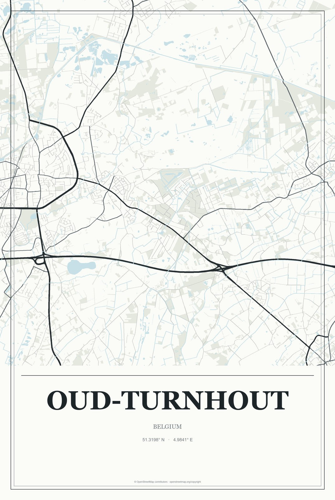 Oud-Turnhout, Belgium City Map Aluminum Sign in Gallery Air style