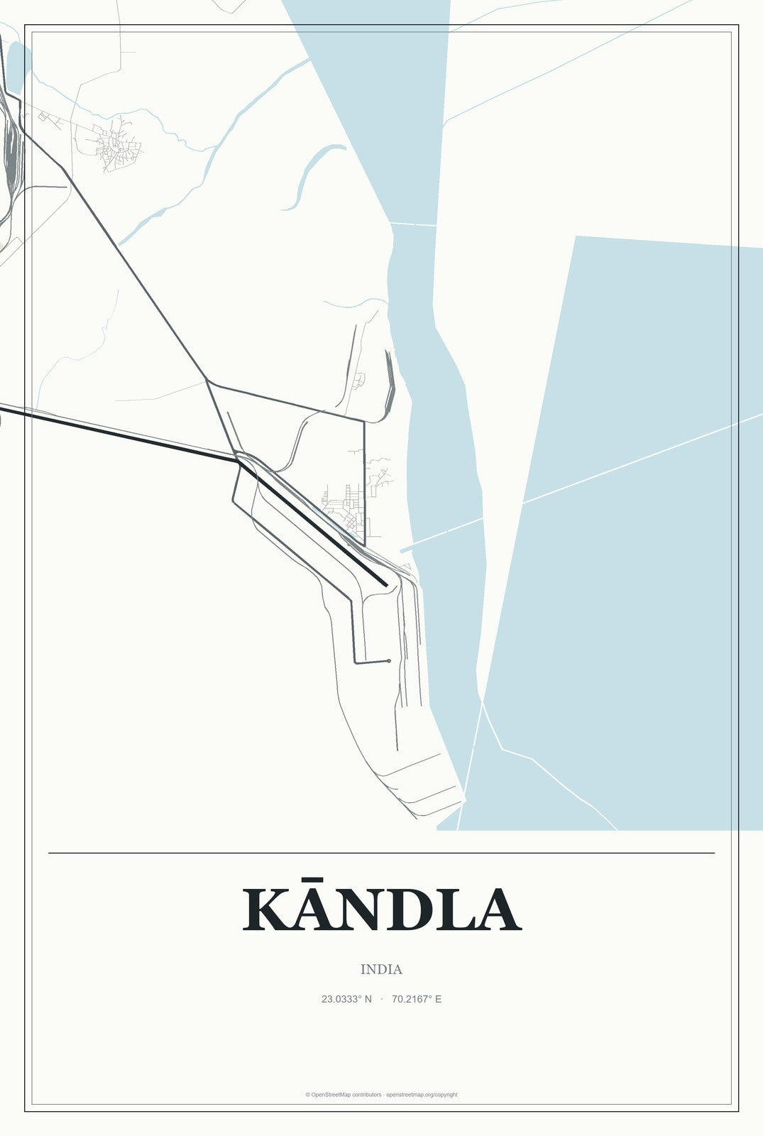 Kāndla, India City Map Aluminum Sign in Gallery Air style
