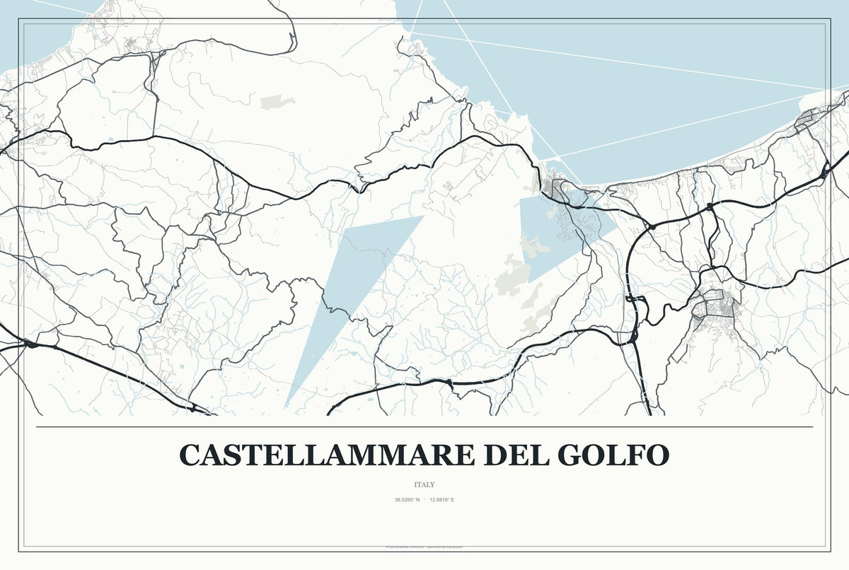 Castellammare del Golfo, Italy City Map Aluminum Sign in Gallery Air style