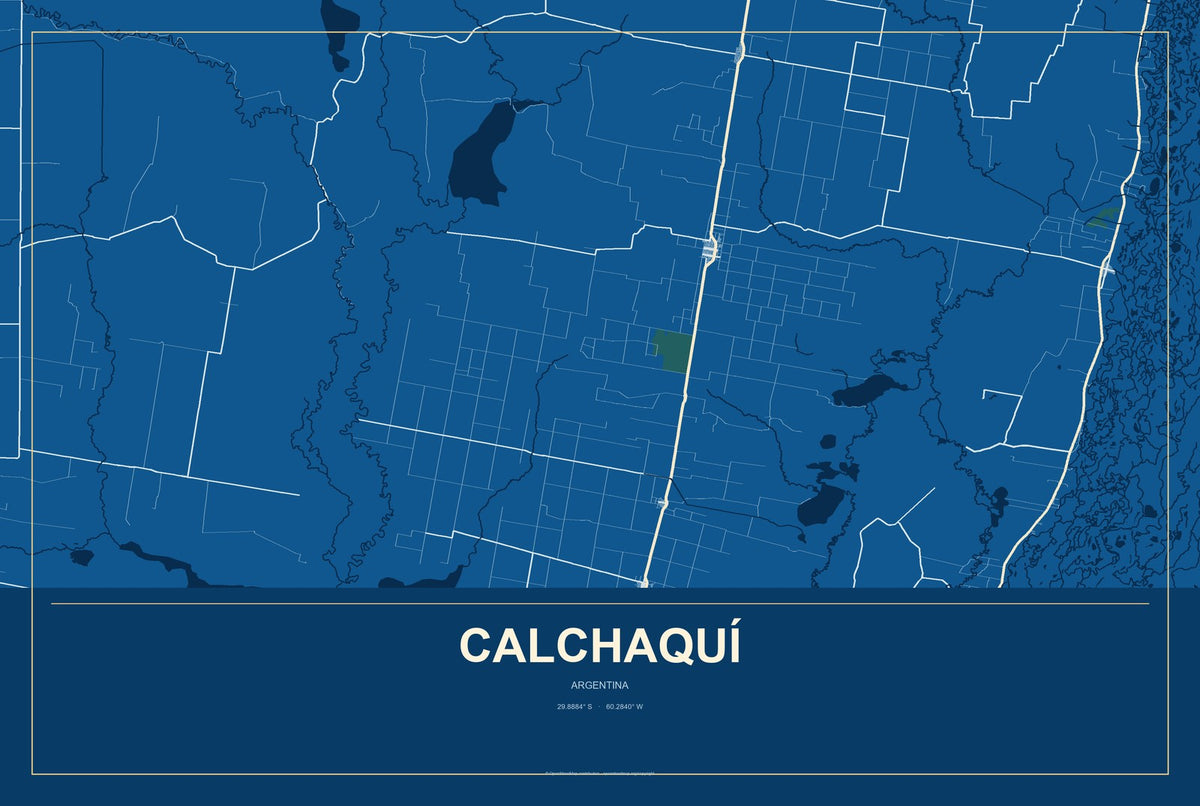 Calchaquí, Argentina City Map Aluminum Sign in Harbor Cobalt style