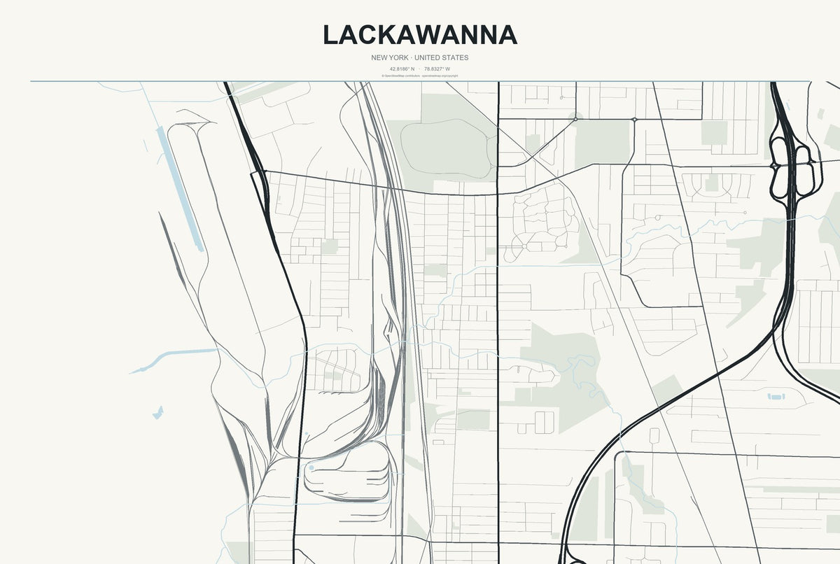 Lackawanna, New York City Map Aluminum Sign in Headline Atlas style