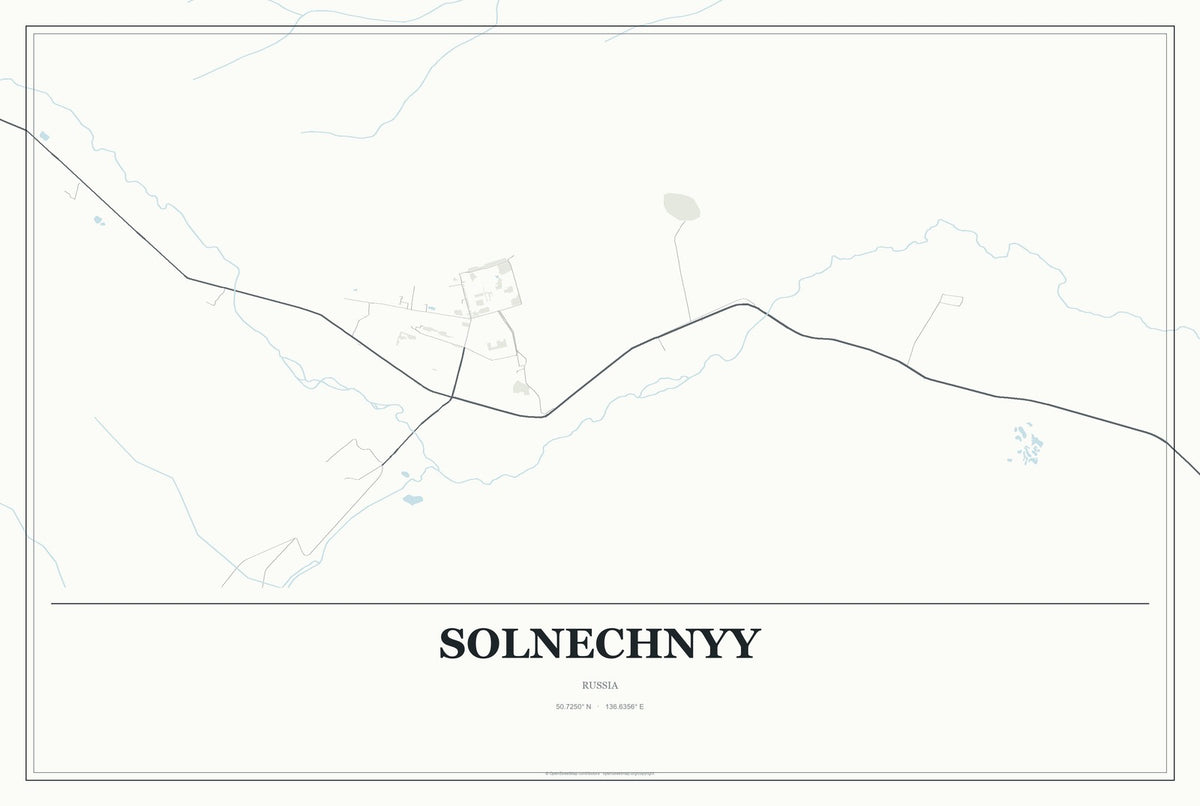 Solnechnyy, Russia City Map Aluminum Sign in Gallery Air style