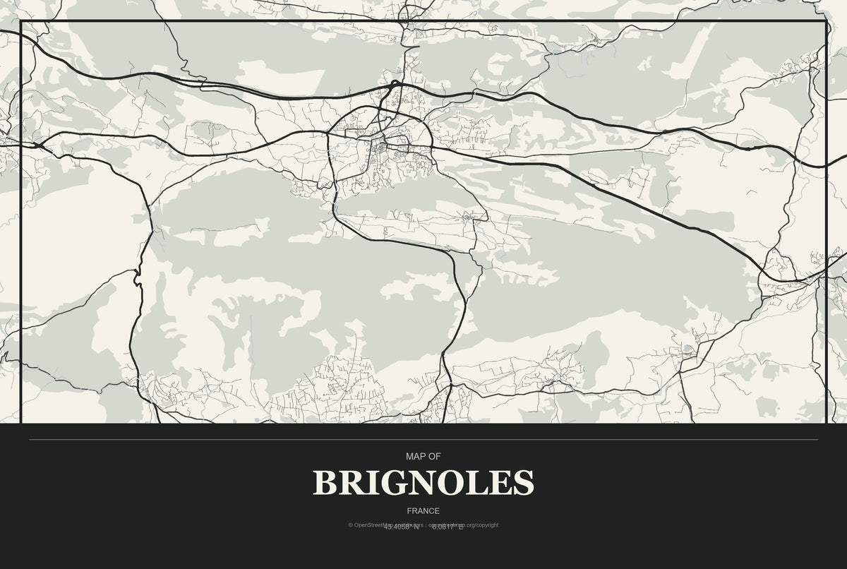 Brignoles, France City Map Aluminum Sign in Museum Plaque style