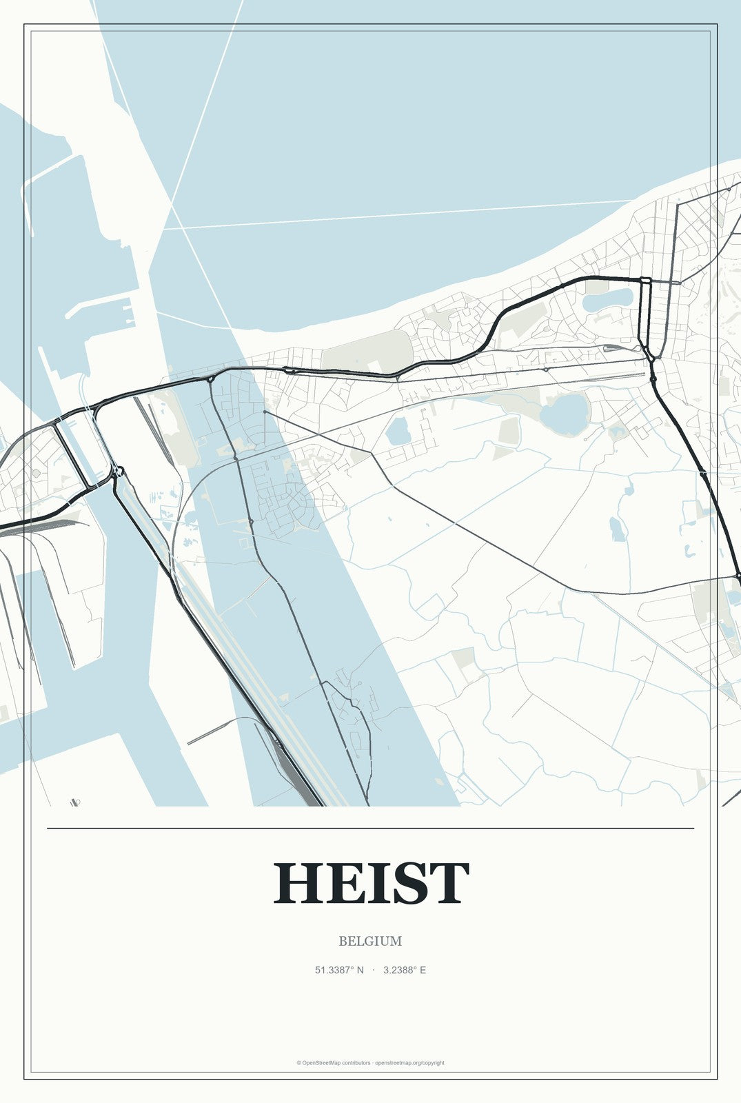 Heist, Belgium City Map Aluminum Sign in Gallery Air style