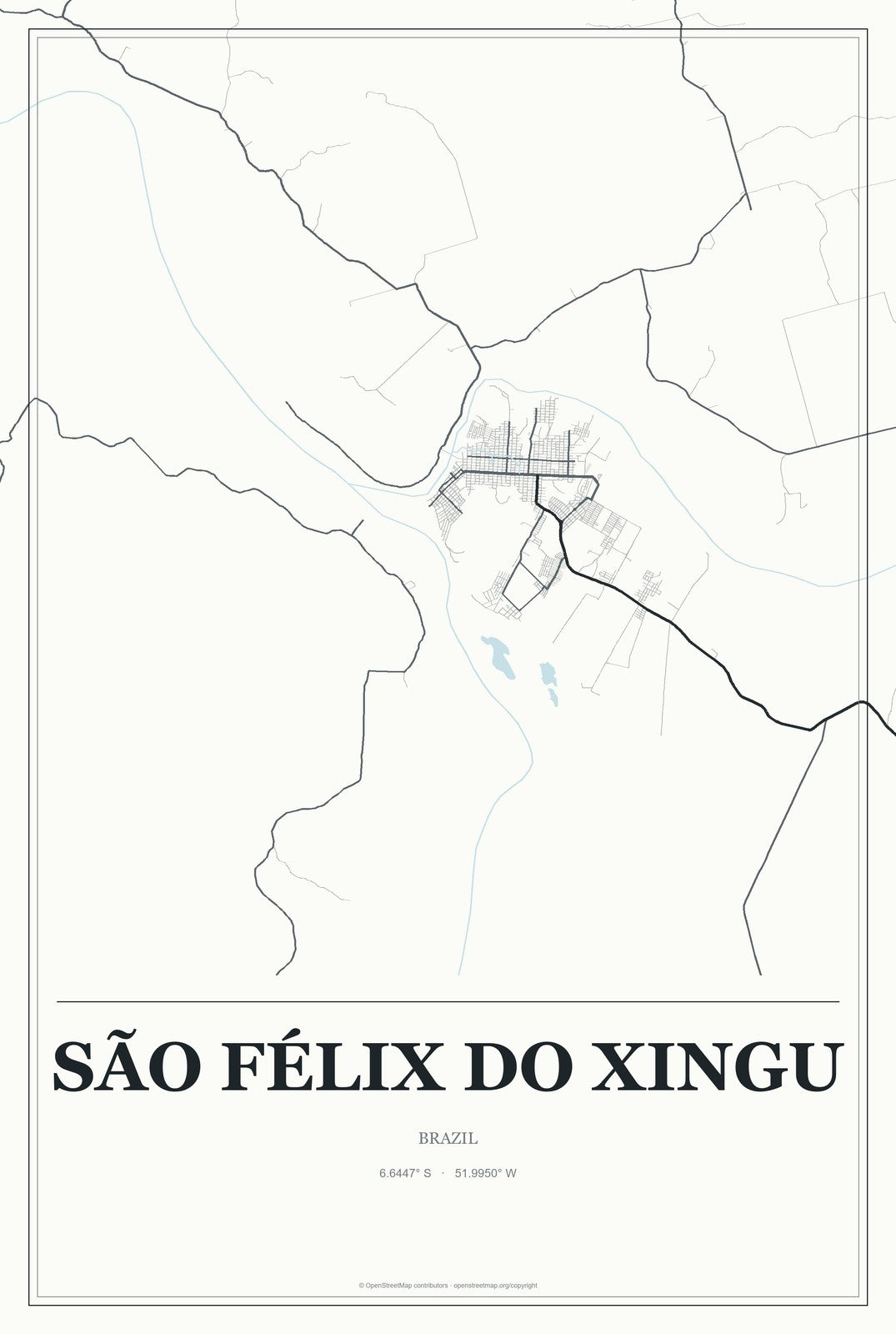 São Félix do Xingu, Brazil City Map Aluminum Sign in Gallery Air style