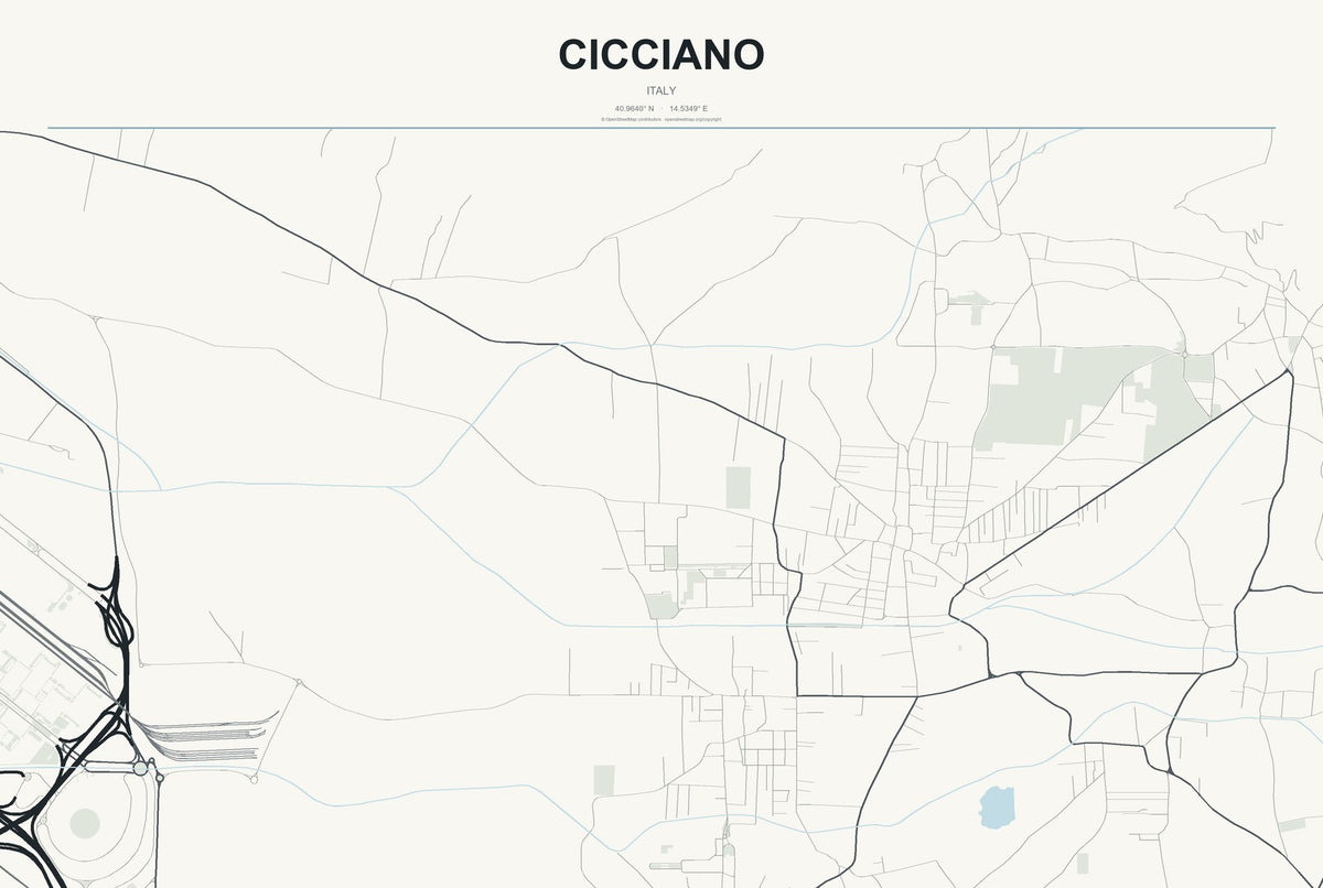 Cicciano, Italy City Map Aluminum Sign in Headline Atlas style