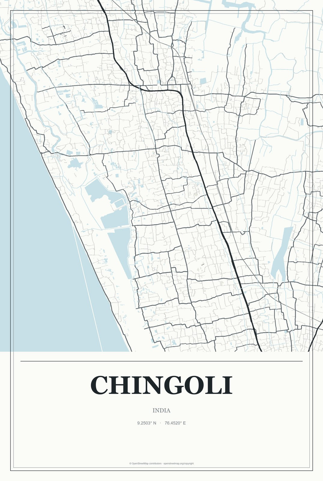 Chingoli, India City Map Aluminum Sign in Gallery Air style