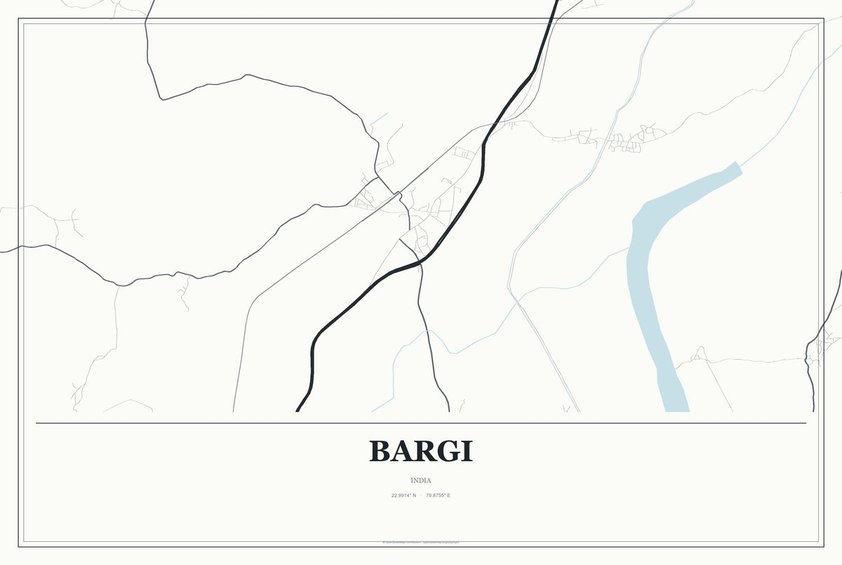 Bargi, India City Map Aluminum Sign in Gallery Air style
