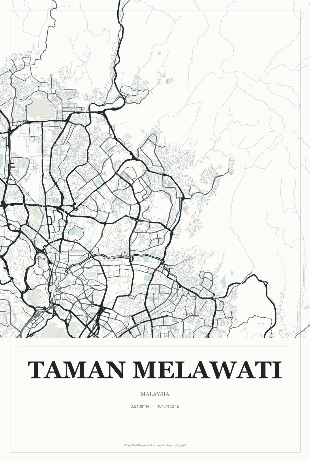 Taman Melawati, Malaysia City Map Aluminum Sign in Gallery Air style