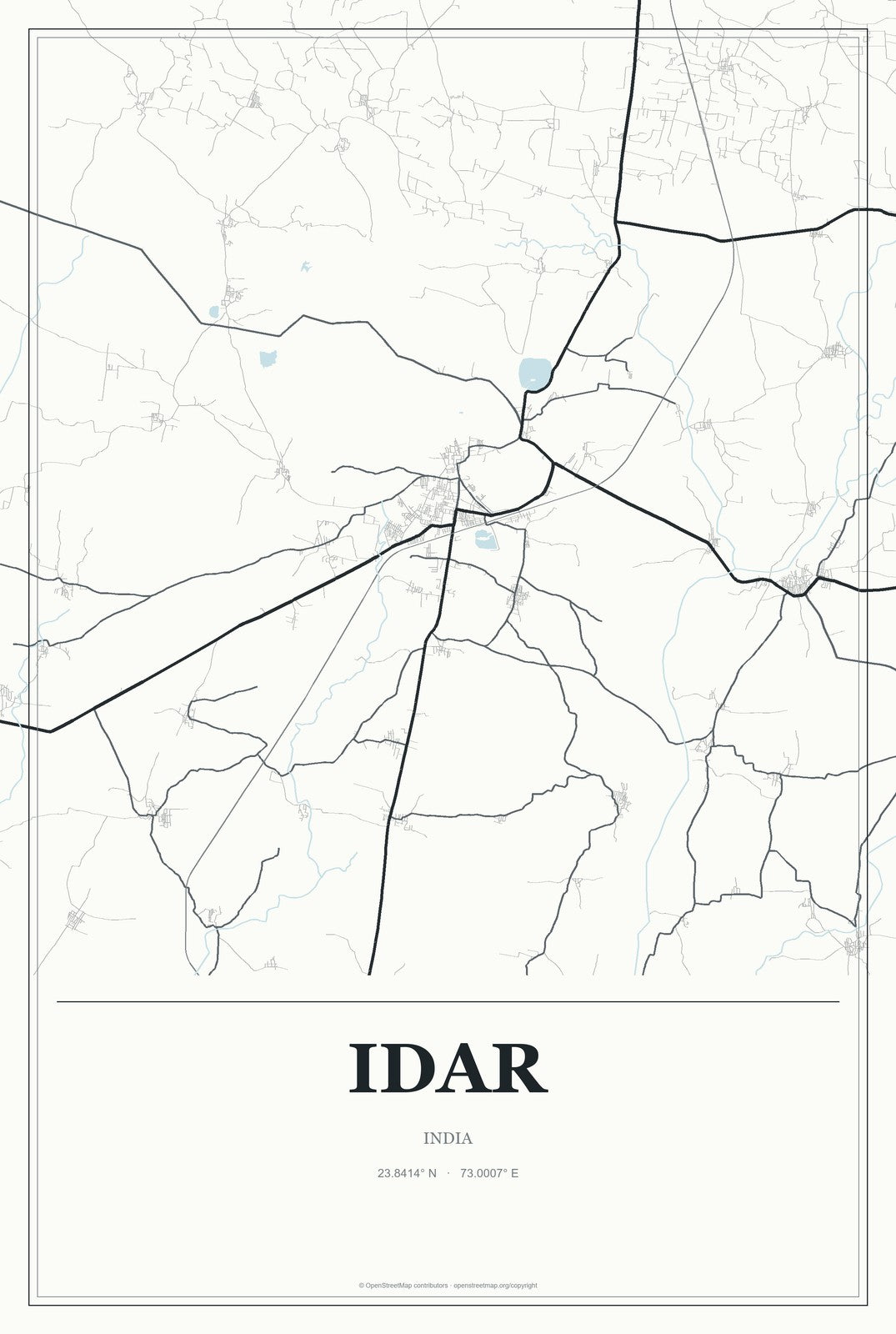 Idar, India City Map Aluminum Sign in Gallery Air style