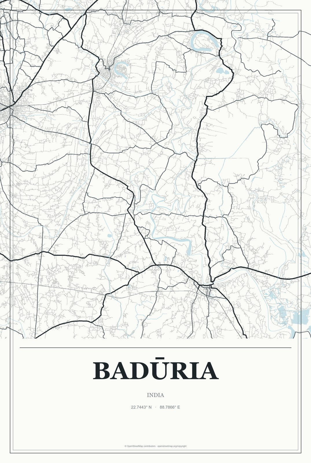 Badūria, India City Map Aluminum Sign in Gallery Air style
