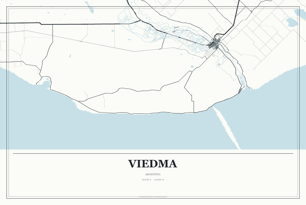 Viedma, Argentina City Map Aluminum Sign in Gallery Air style
