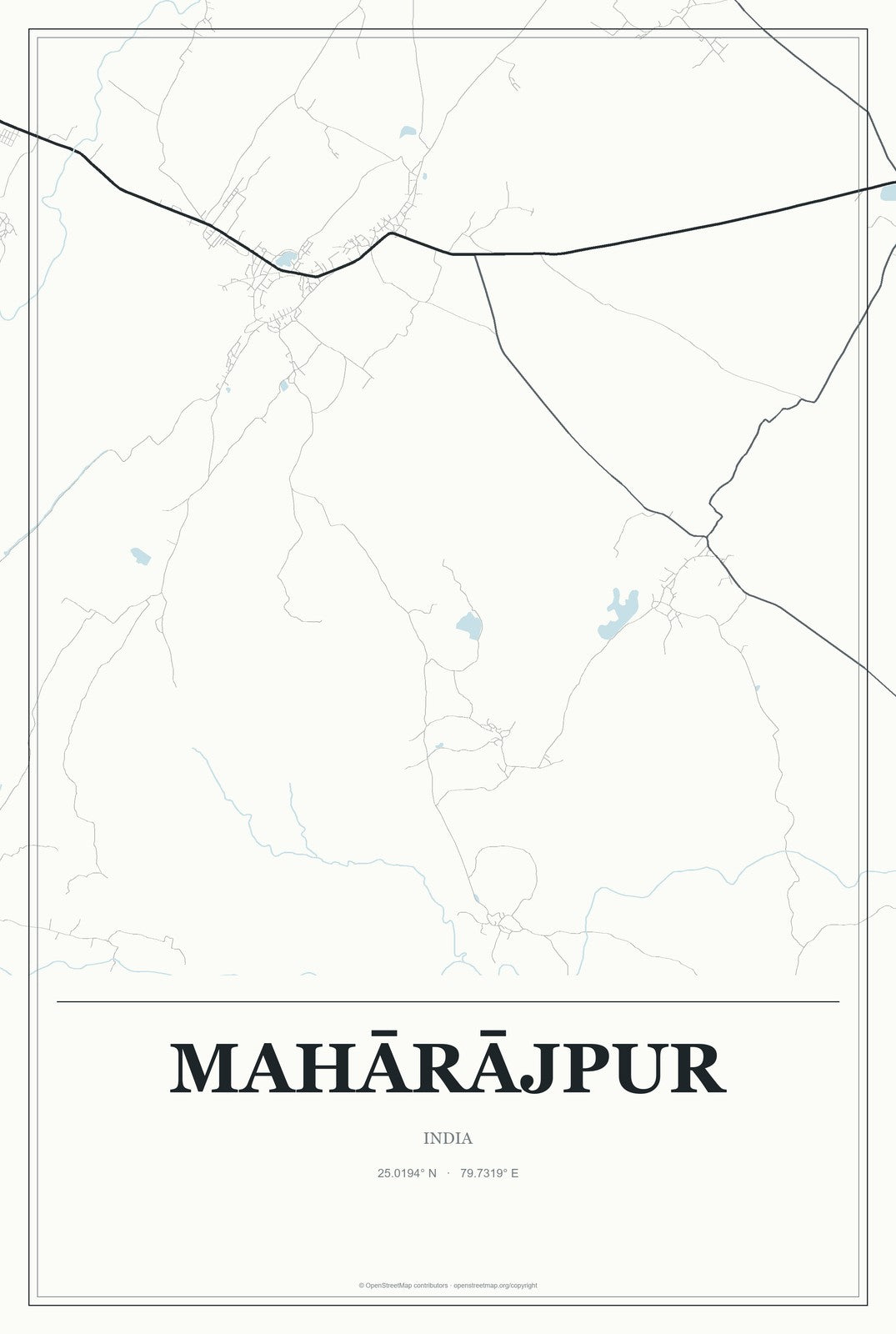 Mahārājpur, India City Map Aluminum Sign in Gallery Air style