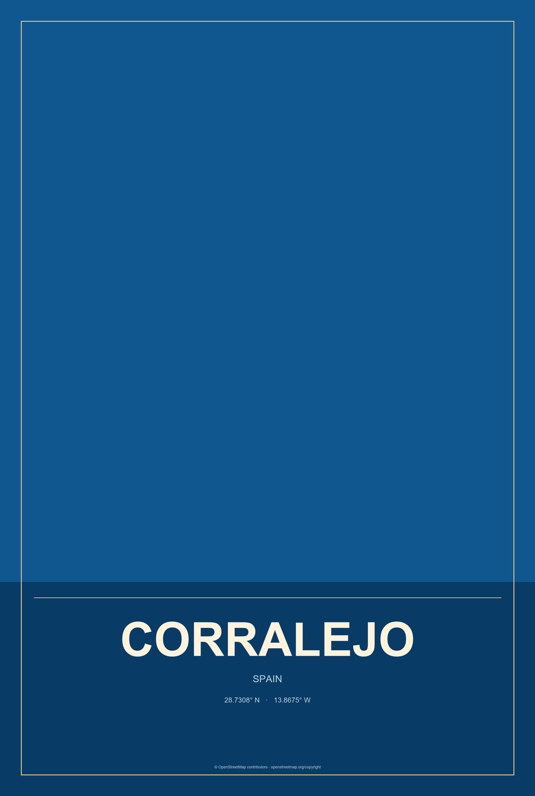 Corralejo, Spain City Map Aluminum Sign in Harbor Cobalt style