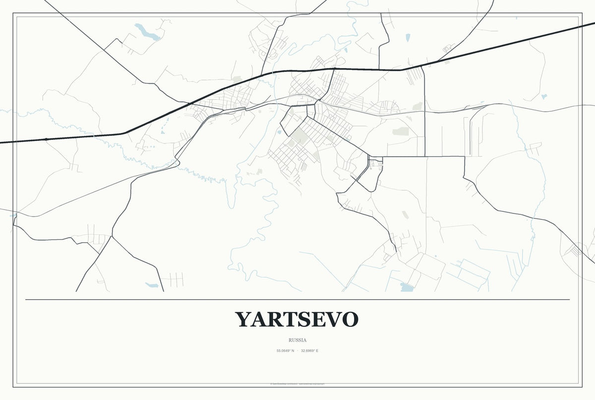 Yartsevo, Russia City Map Aluminum Sign in Gallery Air style