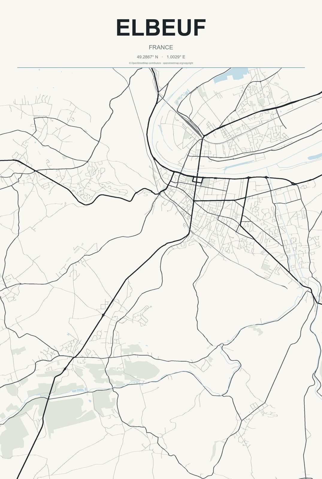 Elbeuf, France City Map Aluminum Sign in Headline Atlas style
