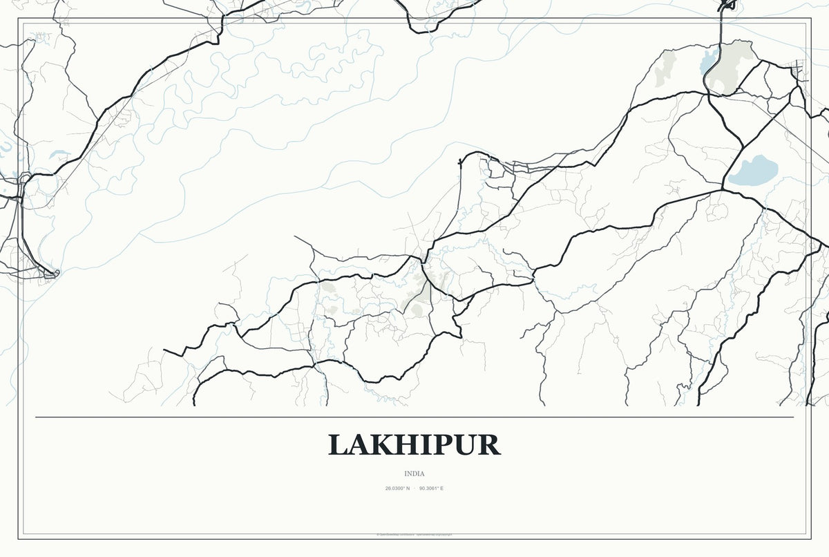 Lakhipur, India City Map Aluminum Sign in Gallery Air style