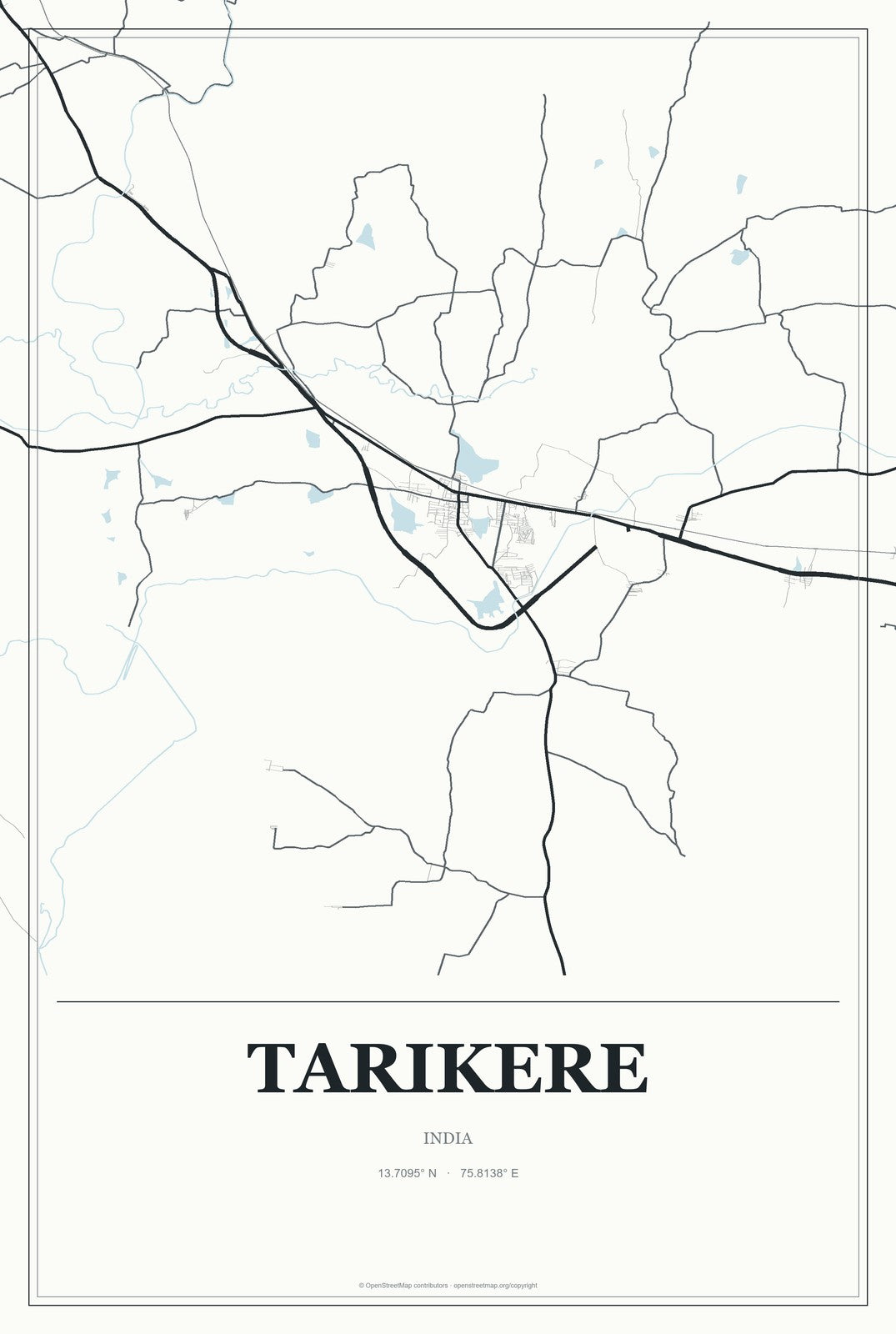 Tarikere, India City Map Aluminum Sign in Gallery Air style