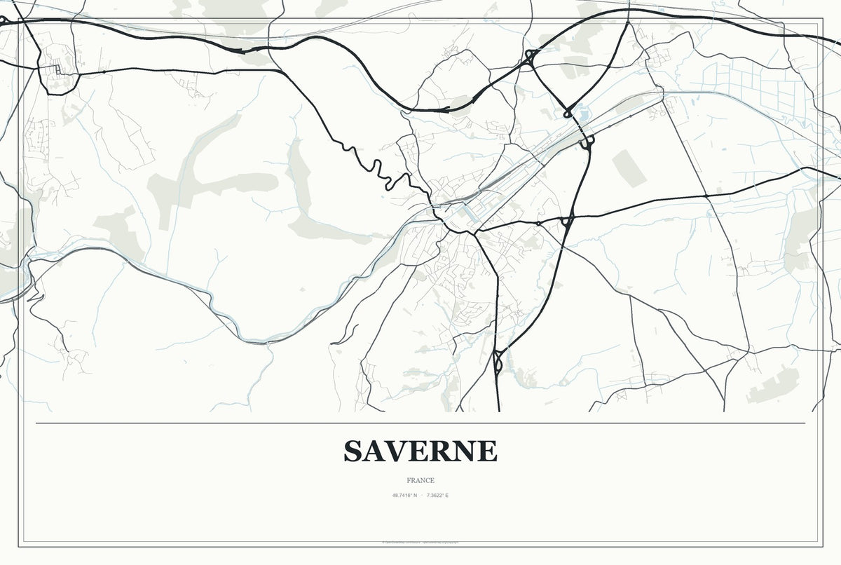 Saverne, France City Map Aluminum Sign in Gallery Air style