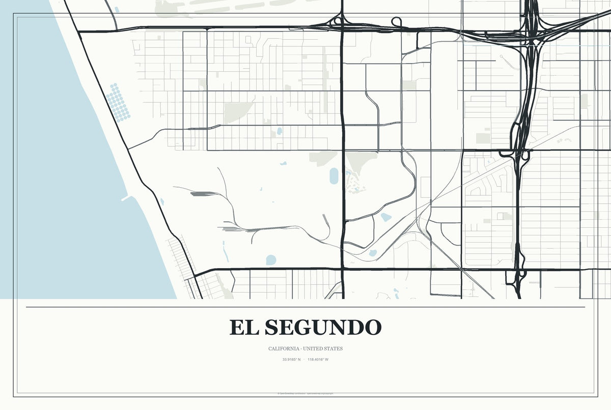 El Segundo, California City Map Aluminum Sign in Gallery Air style