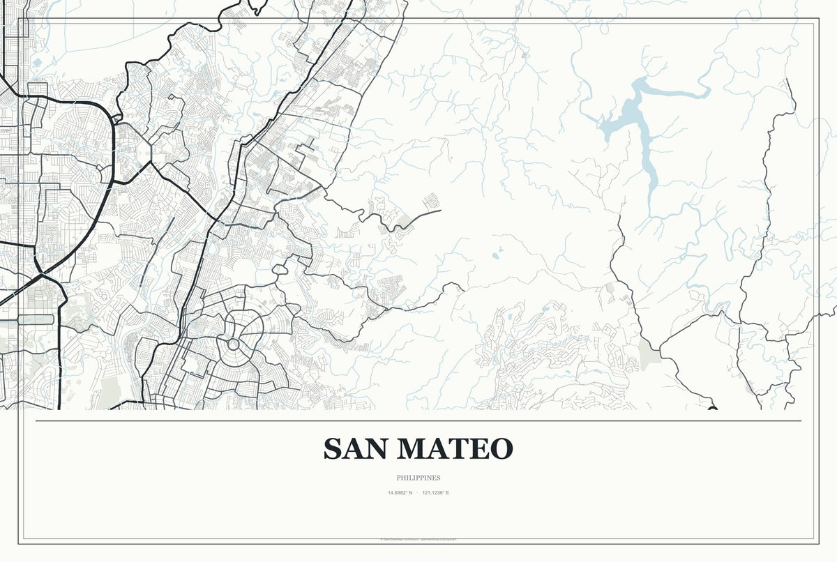 San Mateo, Cagayan Valley, Philippines City Map Aluminum Sign in Gallery Air style