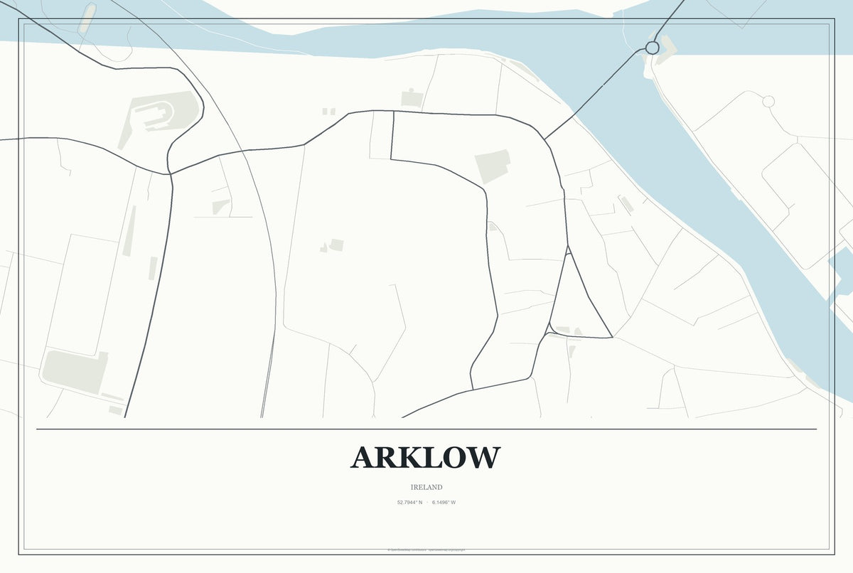 Arklow, Ireland City Map Aluminum Sign in Gallery Air style