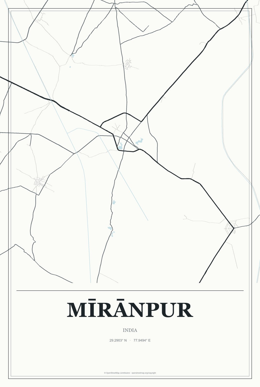 Mīrānpur, India City Map Aluminum Sign in Gallery Air style
